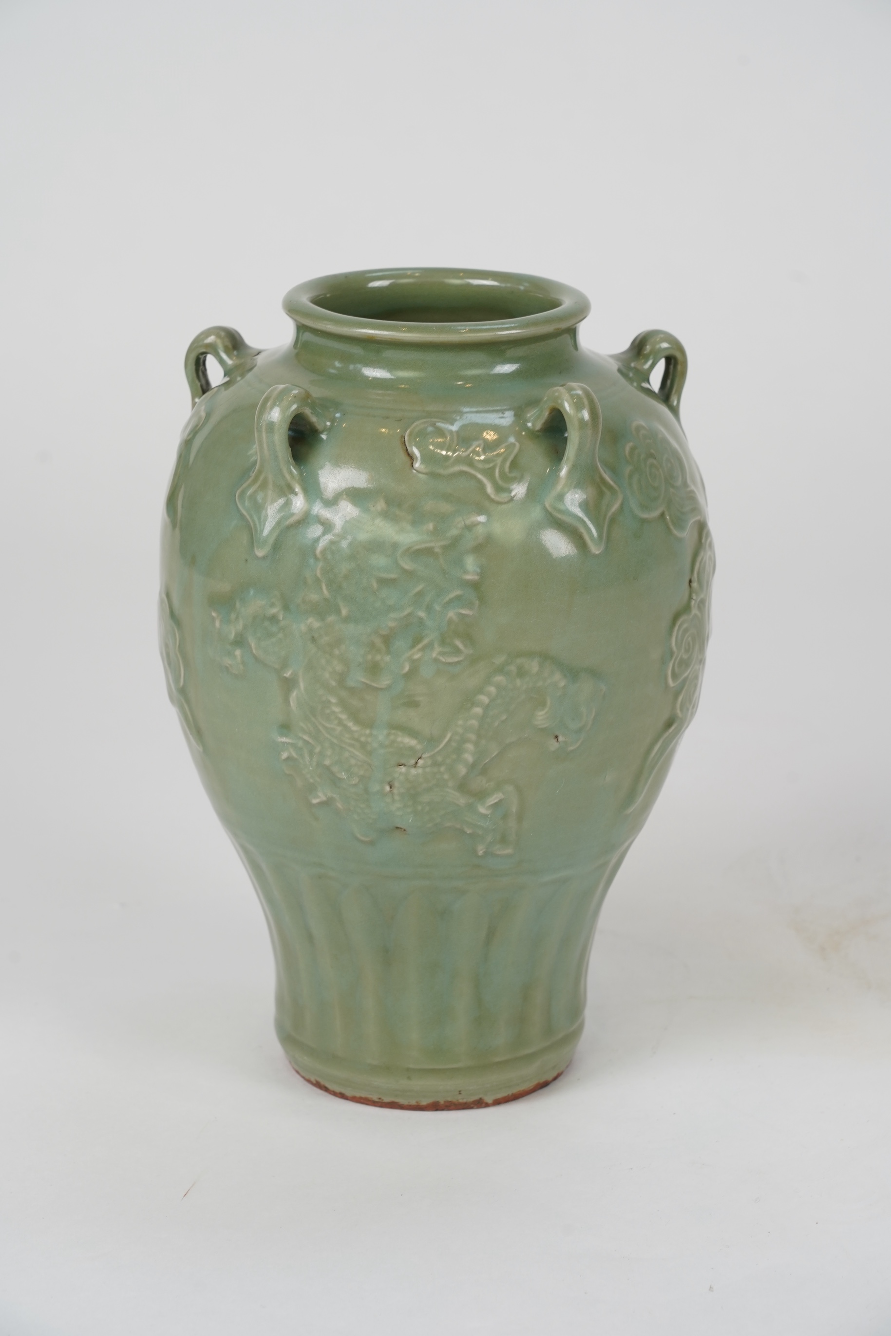 A Chinese Longquan style celadon vase